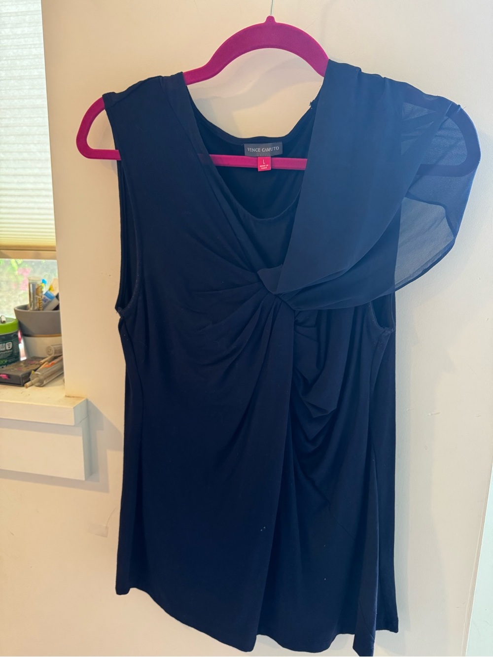 Vince Camuto Navy Sleeveless Twist Front Blouse